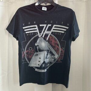 Valen Halen World Tour 2012 Men Shirt Small Black Band Double Side Graphic 17178